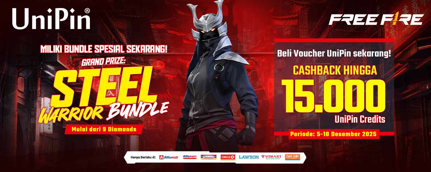 Miliki Steel Warrior Bundle Free Fire & Dapatkan Cashback hingga 15.000 UniPin Credits!